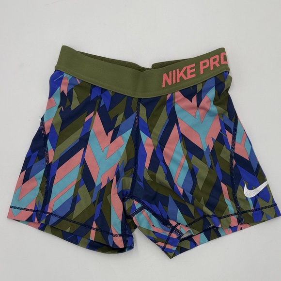 Nike Pro Multicolor Geometric Shorts M - Picture 1 of 4